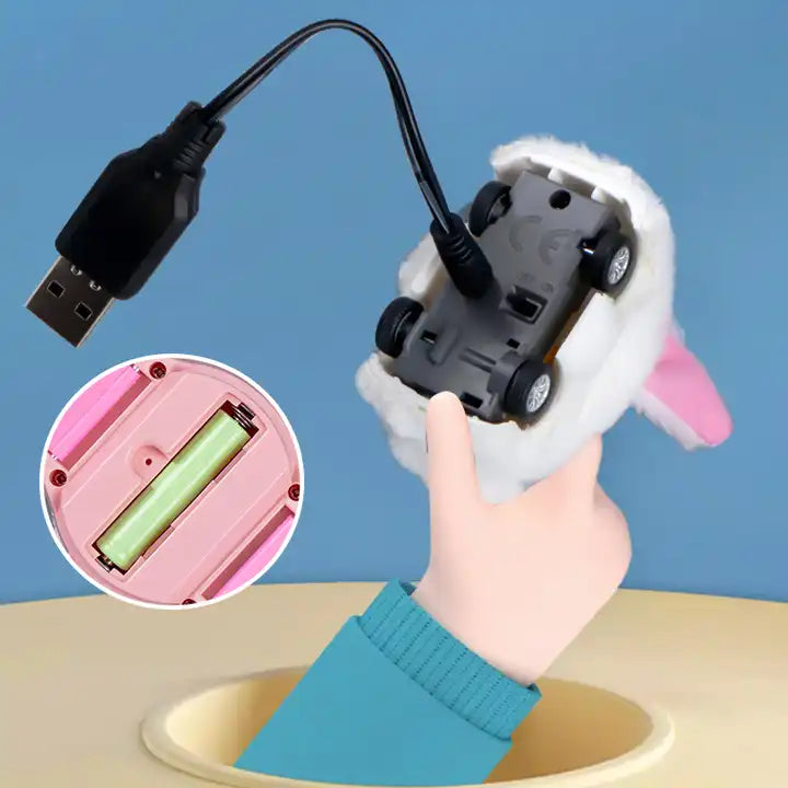 Cartoon Mini Hand Watch Remote Control Rabbit - Plush Animal Toy Car for Kids