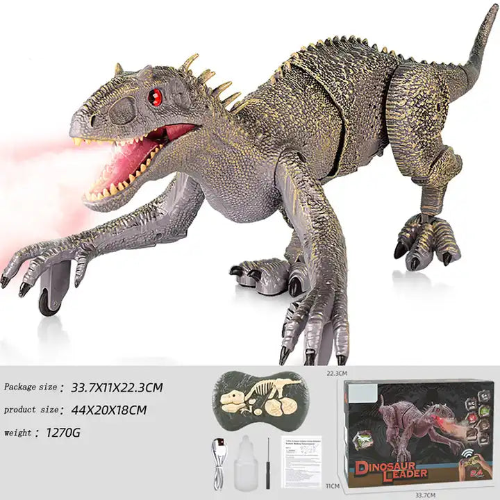 8CH 2.4GHz RC Dinosaur Toy - Remote Control Spray Dinosaur with LED Lights and Roaring Sound for Kids Ages 5-10 Years