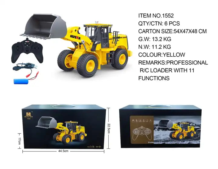 1:16 Scale RC Loader Bulldozer - Die Cast Mini Kids Engineering Truck