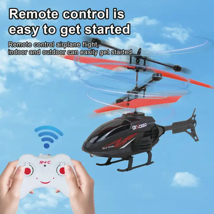 High-performance RC helicopter in flight; keywords: RC helicopters for beginners, best RC helicopters 2024, remote control helicopters with camera, electric RC helicopters, nitro RC helicopters