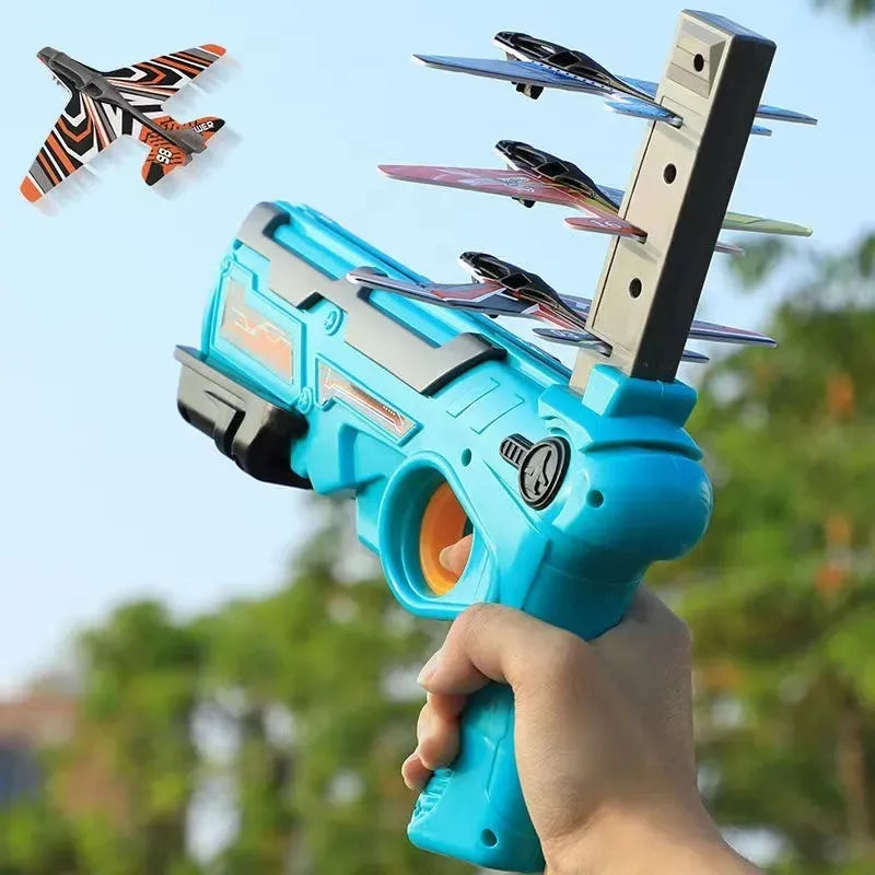 Continuous Launch Eject Flying Glider Plane Shooting Gun Toy | Mini Foam Plane Shooter Toy for Kids | Fun Outdoor Toy