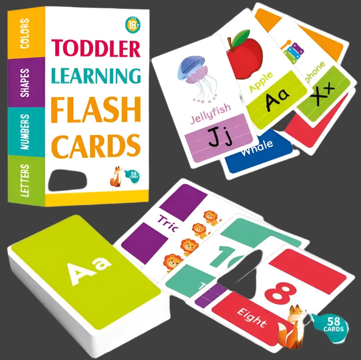 High-Quality Children Early Education Cognitive Cards - Color Number Shape Animal ABC English Alphabet Learning Flash