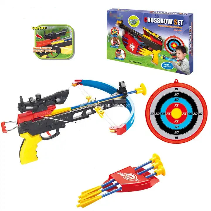 Outdoor Game Crossbow Set for Kids | Sports Game with Toy Arrows and Target Board