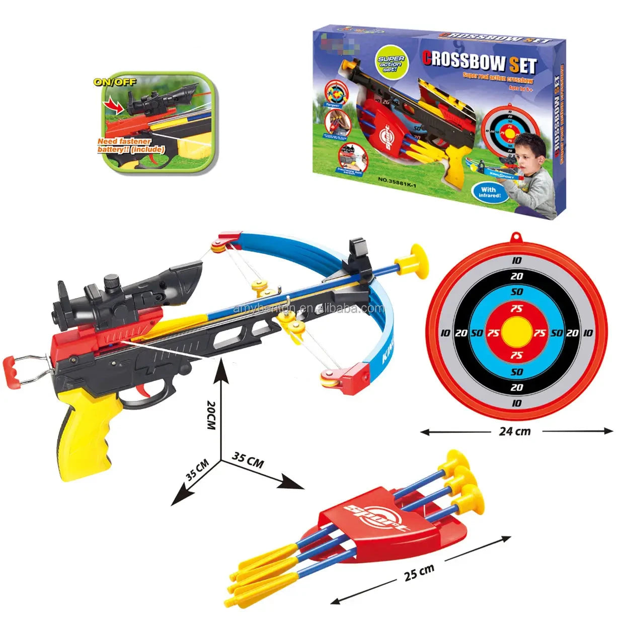 Outdoor Game Crossbow Set for Kids | Sports Game with Toy Arrows and Target Board