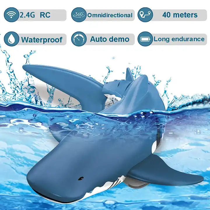 High Simulation 2.4G Remote Control Shark Toy - RC Underwater Pool Shark Model for Kids