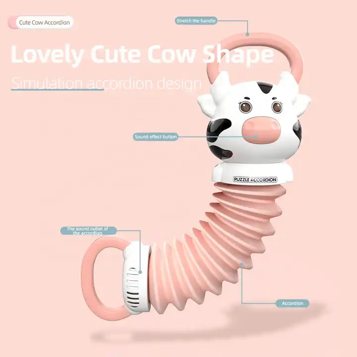 Cartoon Cow Accordion Baby Music Toy | Sensory Cognition Instrument for Kids | Perfect Gift for Infants