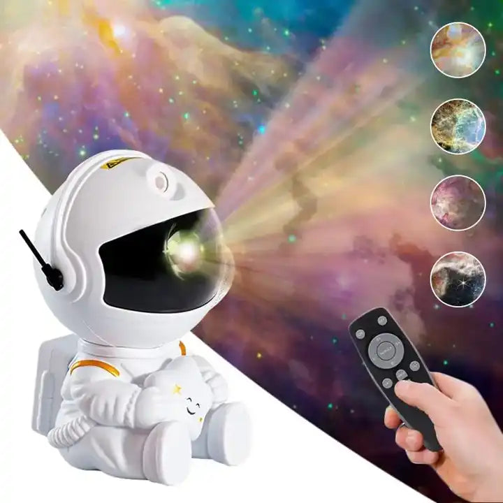 360° Astronaut Space Nebula Star Projector | Kids Galaxy Night Light with Spaceship UFO Design