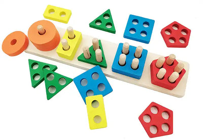 Educational Montessori Wooden Building Block Toys ? Stacking Toys for Kids