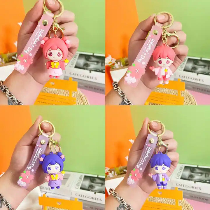 Cute Silicone Keychain Pendant for Lovers | School Bag Accessories & Toys