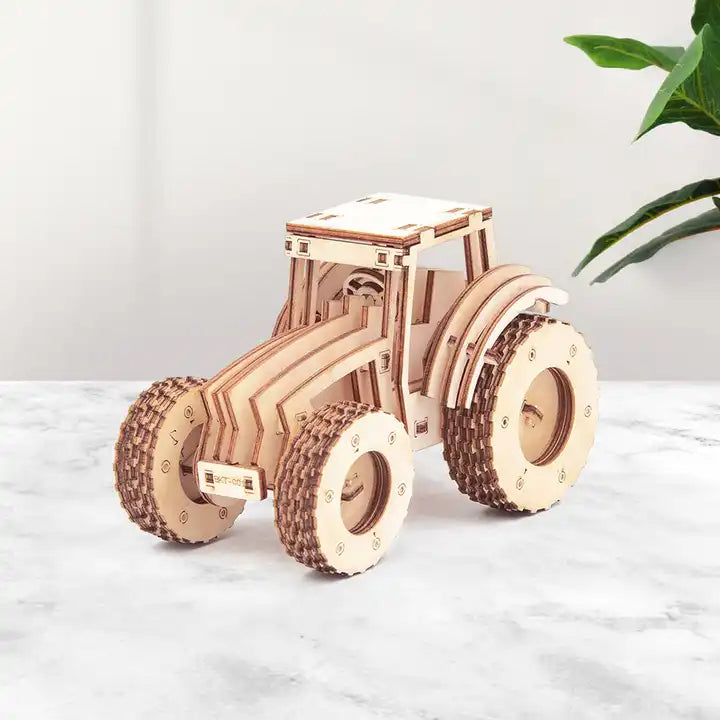 Tractor DIY 3D Puzzle Toy - Classic Four-Wheeled Vehicle Model Toy Car for Kids