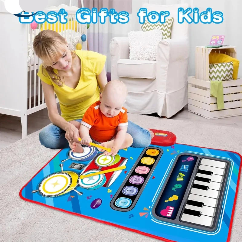 Engaging Baby Musical Mat for 1-Year-Olds: 2-in-1 Piano and Drum Play Mat for Toddlers Aged 1-2 Years - Ideal Infant Music Toy for 12-18 Month Olds - Perfect Birthday and Holiday Gift for Boys and Girls Aged 1-3