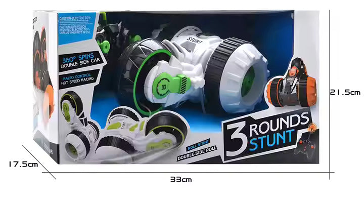 4-Channel 3-Wheel RC Stunt Car – 360° Rotation & Tumbling Remote Control Vehicle Toy for Kids