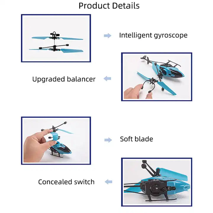 Remote Control Aircraft Hand Air Gesture Induction Plane Flying Airplane Toys RC Mini Helicopter (Colour May Vary)