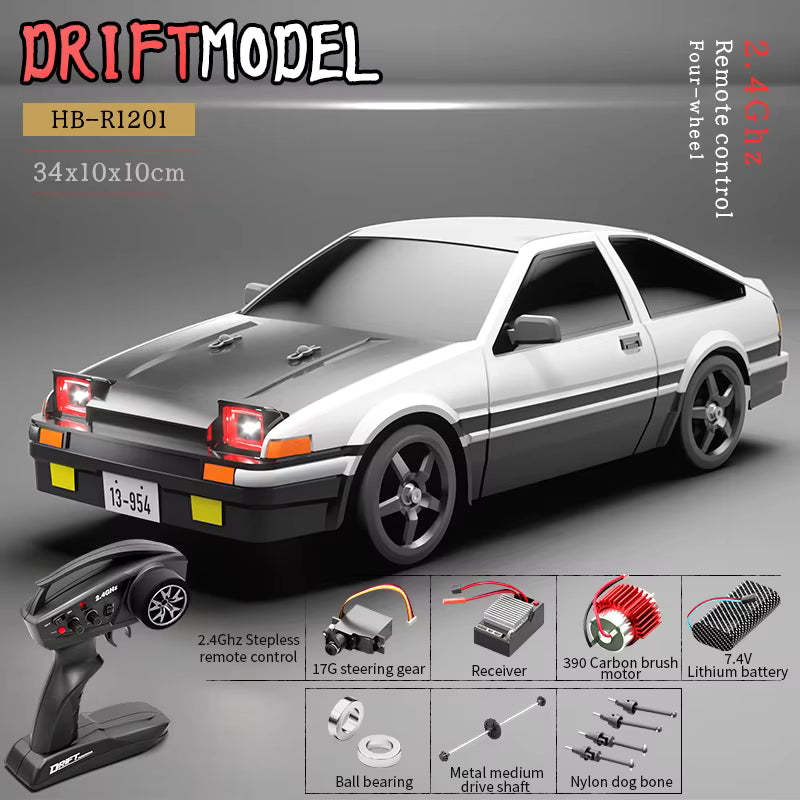 1:12 Scale 2.4G 4WD RC Drift Car – Electric Powered GTR Model, App-Controlled, High-Speed Racing