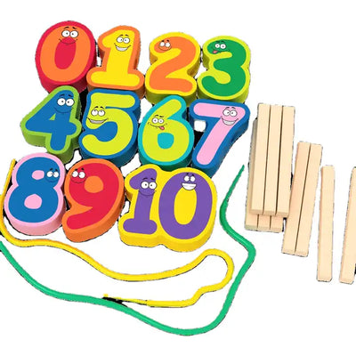 Lacing Number Toy ? Simple Wooden Educational Toy for Babies and Kids