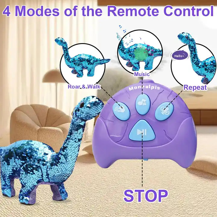 Talking and Singing Sequined Remote Control Giraffe Toy - Color Change Plush Pet for Girls