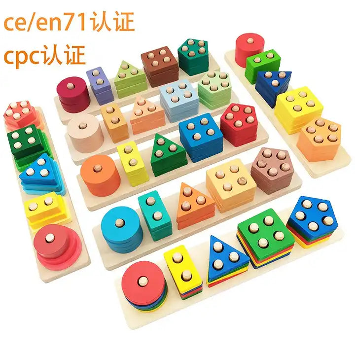 Educational Montessori Wooden Building Block Toys ? Stacking Toys for Kids