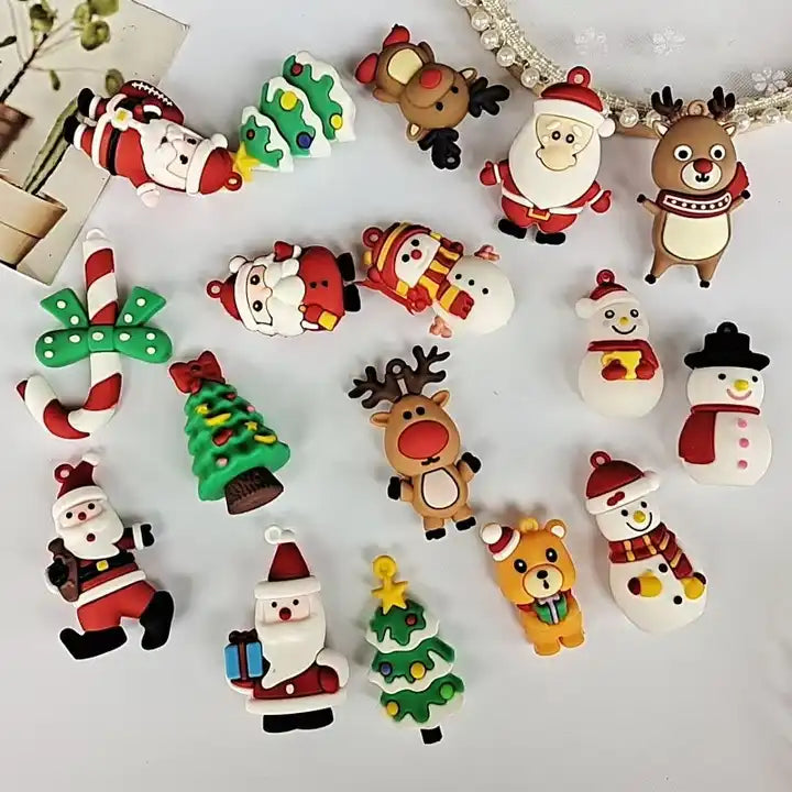 Festive PVC Christmas Tree Keychain Set | Santa Claus, Elk, Snowman Dolls | Cute Anime Holiday Pendant Toys