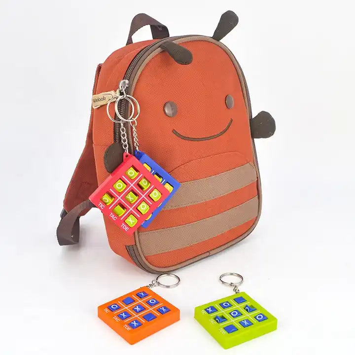 Tic Tac Toe Toy with Keychain - Fun Plastic Educational Game for Kids