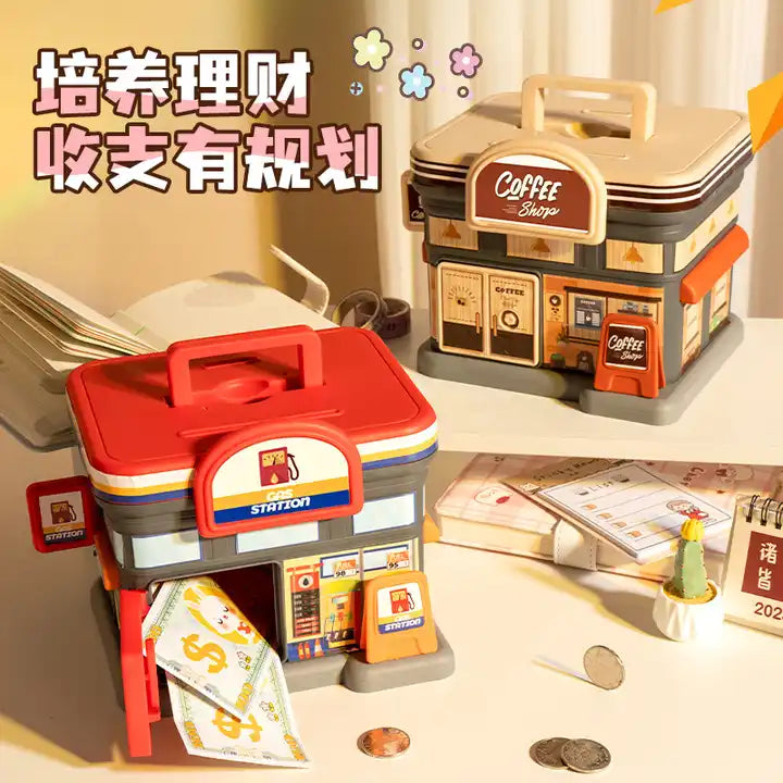 Big size large capacity gift cute children cash small house money saving box piggy bank for kids