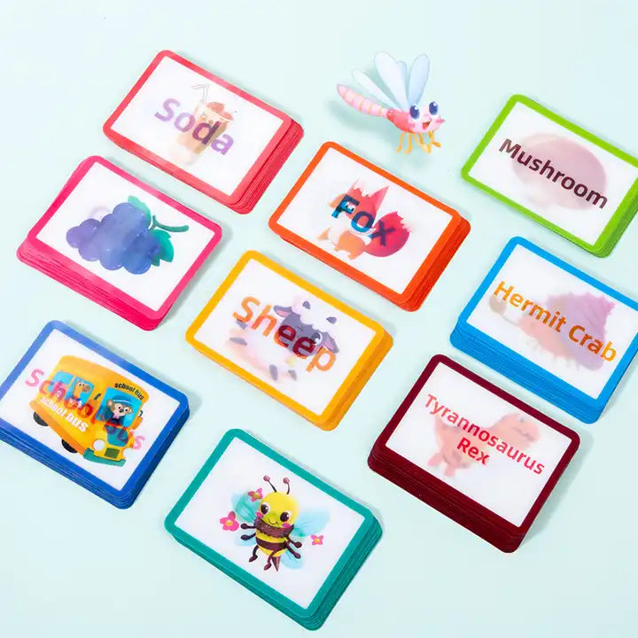 3D Visual English Words Cognitive Card - Literacy Learning Flash Cards for Toddlers