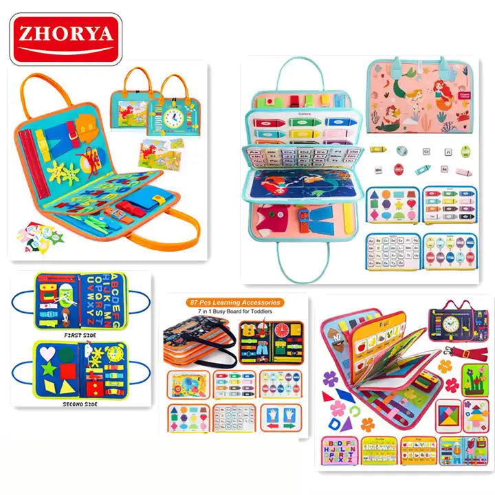 Zhorya Busy Board ? Certified Autism Sensory Toy Bag Design | Montessori Activity Board for Toddlers