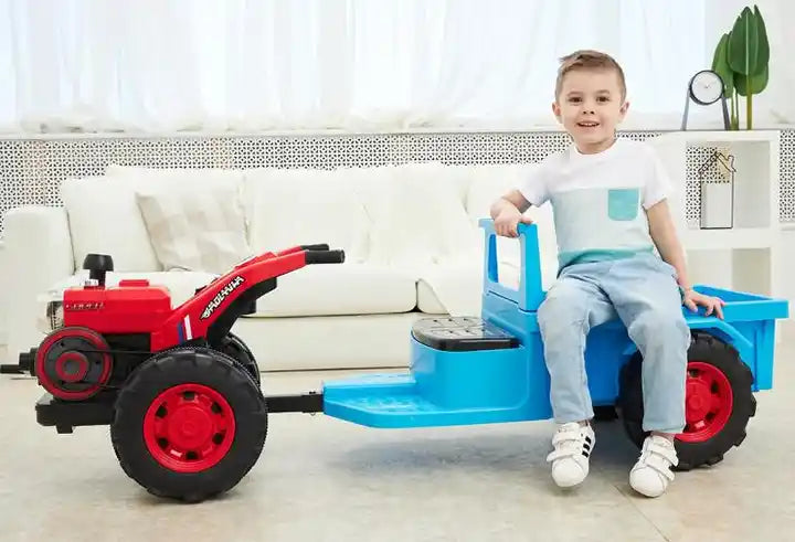 Kids Electric Farm Tractor Ride-On Car - Battery Powered with Interactive Controls