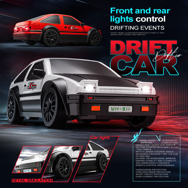 1:24 Pro Drift RC Car – 2.4GHz 4-Channel Remote Control Racing Car with Interchangeable Tires & Durable ABS Body