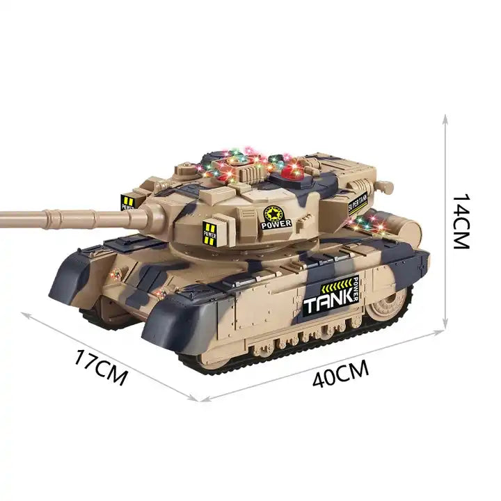 Children 2.4GHz 10CH RC Toy Tank - Military Vehicle with 360-Degree Rotation