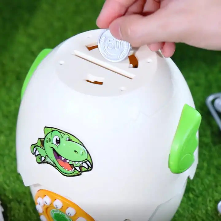 Plastic Dinosaur Piggy Bank Money Saving Box | Electronic Coin Safe Bank Toy & Cash ATM for Kids