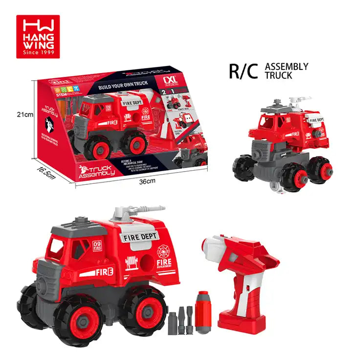 HW TOYS 2-in-1 DIY Assembly R/C Car Toy Model Set for Kids