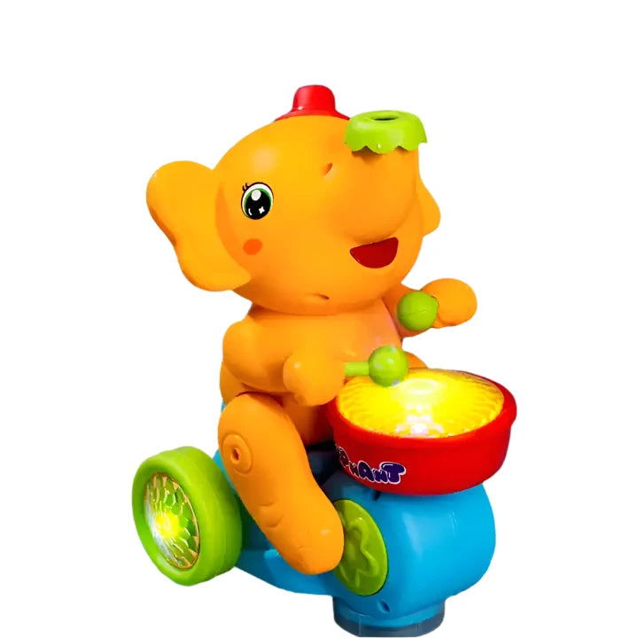 Dancing Musician Elephant Toy ? Electric Drum Toy with Music and Flashing Lights for Kids