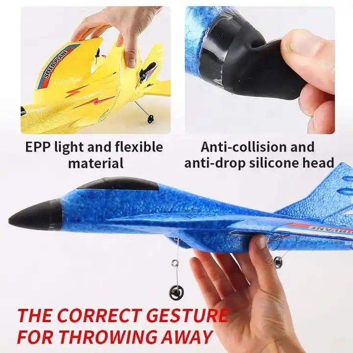 Dynamic F-22 Raptor Remote Control Jet Fighter Toy - 2.4GHz 6-Axis Gyro Plane with LED Light Strip