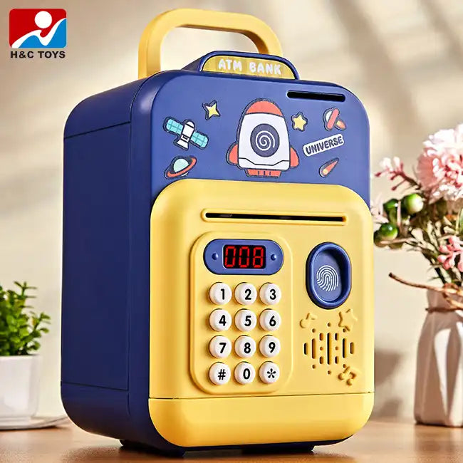 Electric Automatic Roll Money Box Toy | Password Fingerprint Open ATM Piggy Bank for Kids