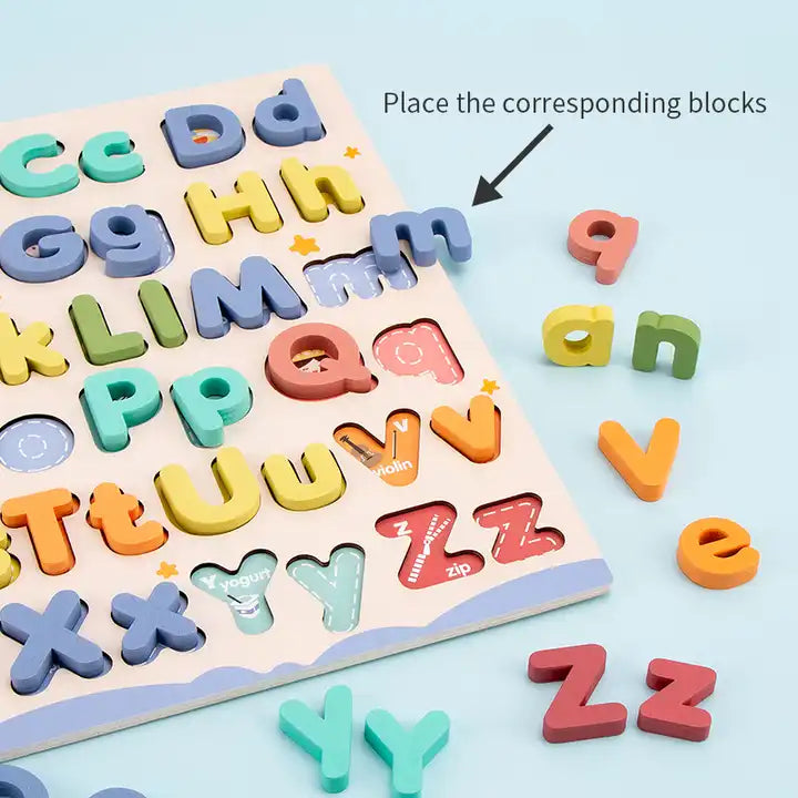 Wooden Letter Puzzles ABC Puzzle Board | Educational Toy for Toddlers Ages 3-5 | Preschool Learning Spielzeug