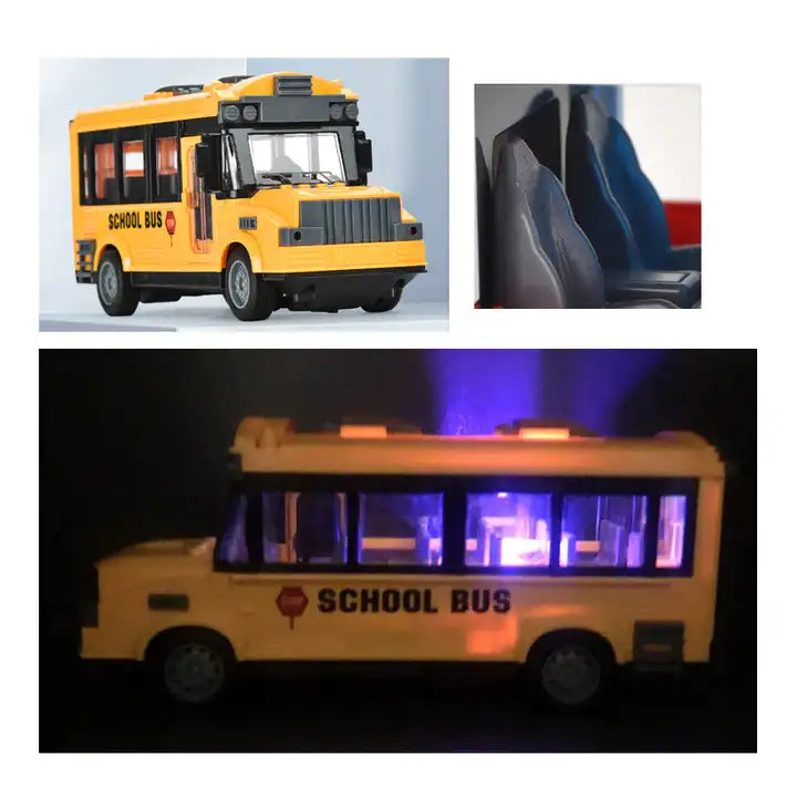 Remote Control Electronic School Bus - Classic City Bus Toy with LED Lights