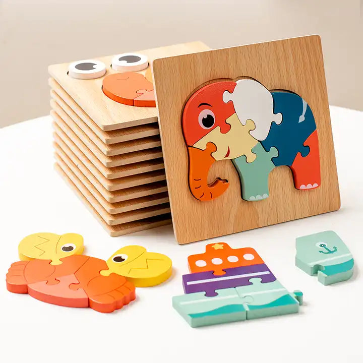 Wooden Educational Montessori Puzzle Set Geometric Wooden Puzzle Game for Toddlers