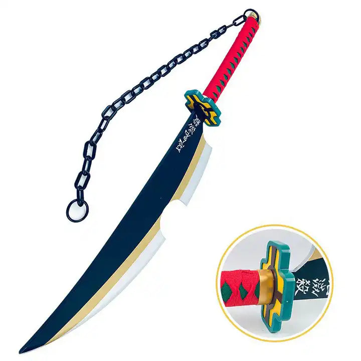 Anime Cosplay Sword ? Demon Slayer Uzui Tengen Wooden Knife (80CM) for Collectors and Fans