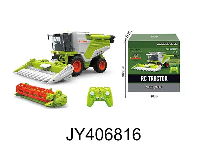 1:24 Scale RC Combine Harvester Truck - 2.4G Remote Control Farm Tractor with Sounds, Lights, and Spray Function