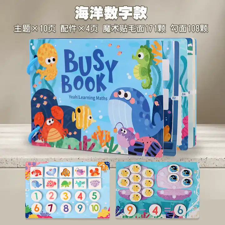 Baby Quiet Book – Paper Early Education Preschool Enlightenment Busy Book, Farm & Ocean Theme Child Puzzles