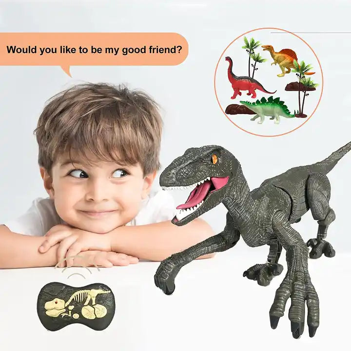 RC Spray Tyrannosaurus Dinosaur Toy - Intelligent Electric Walking Simulation with Light and Sound for Kids Ages 5-10 Years