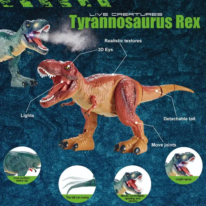 Interactive Remote Control Tyrannosaurus Dinosaur Toy - 2.4G 8 Channels Realistic Roaring and Walking Dinosaur for Ages 5+