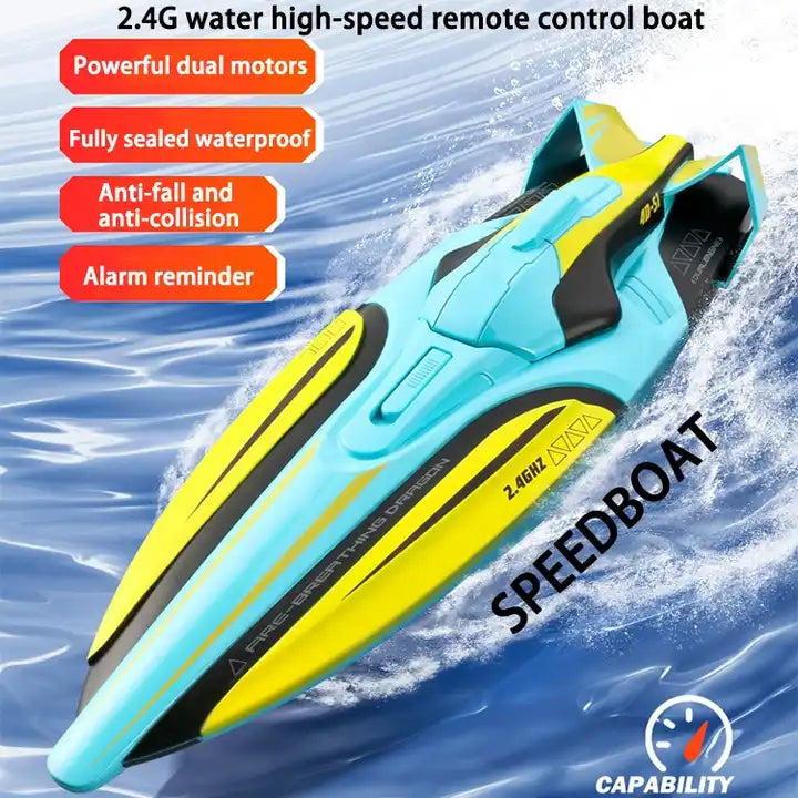 2.4GHz High-Speed RC Speedboat with Dual Motors - 30km/h Racing Remote Control Boat for Long-Range Water Adventures