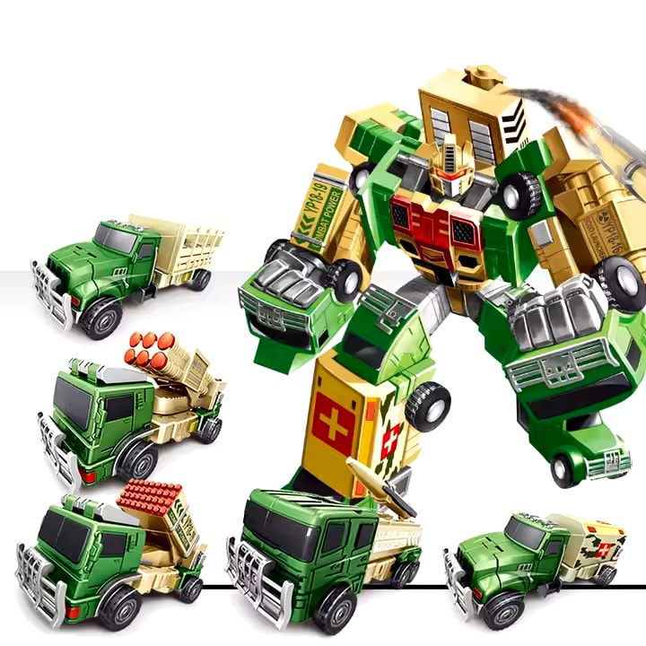 5-in-1 Deformation Robot Toys - Building Construction Vehicles Transformation Robots for Kids