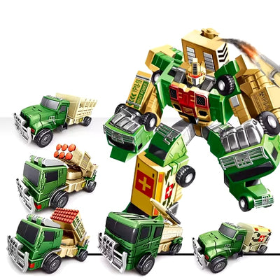 5-in-1 Deformation Robot Toys - Building Construction Vehicles Transformation Robots for Kids