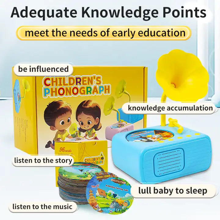 Early Education Machine Learning Machine Story Teller Children Gramophone Kids Phonograph Toy With 96 Round Card