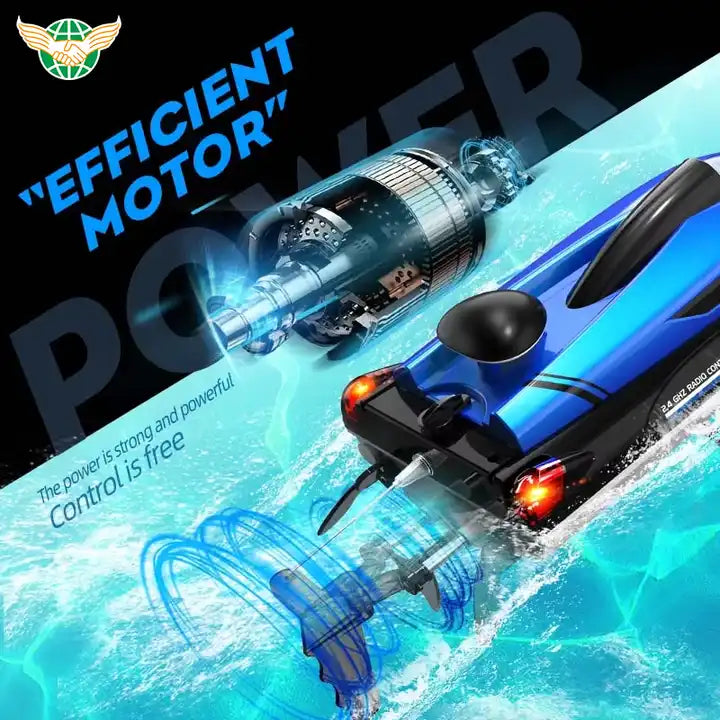 2.4GHz Waterproof RC Speedboat - High-Speed 25KM/H Racing Boat with Water Cooling and Lights