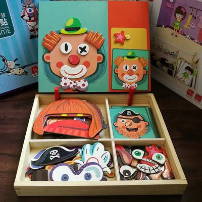 3D Clown Puzzle | Educational Montessori Magnetic Wooden Puzzle Blocks for Children