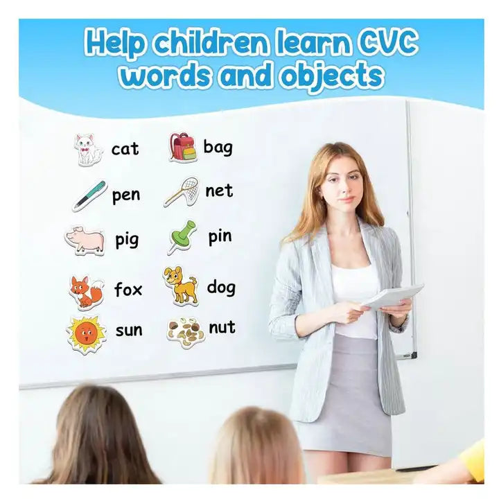 CVC Word Games Phonics Games 50 Foam Objects Fridge Magnets for Kids