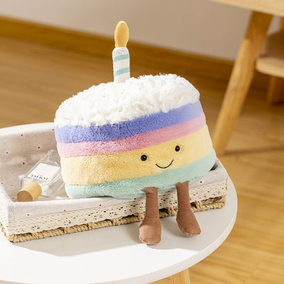 Cute Cartoon Rainbow cake doll birthday gift plush toy, children doll girl cake doll